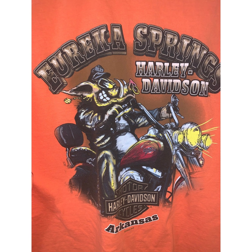 Harley-Davidson Mens XL Orange Eureka Springs Arkansas Eagle Graphic T-Shirt - Picture 7 of 10